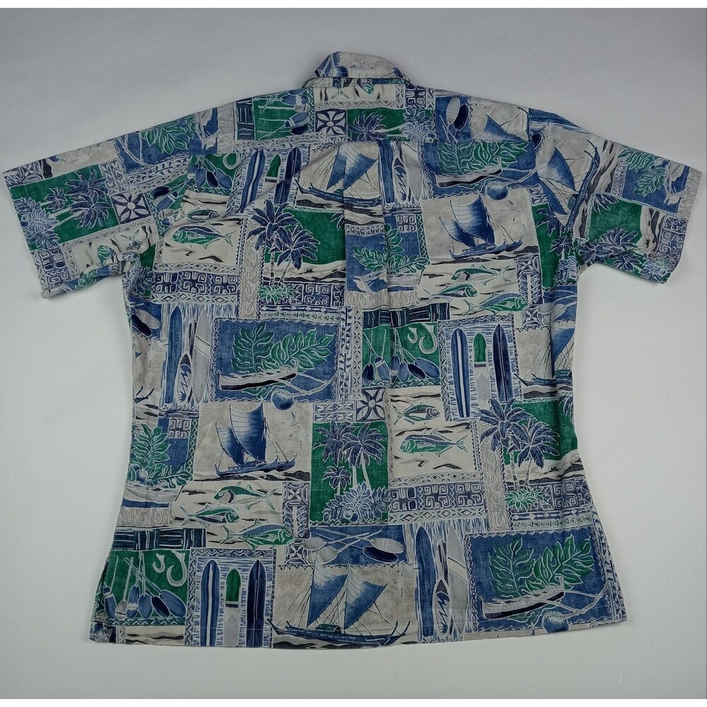 RJC Hawaiian Shirt Reverse Print Made in Hawaii Men's Large Aloha Fish Vintage - Picture 7 of 12